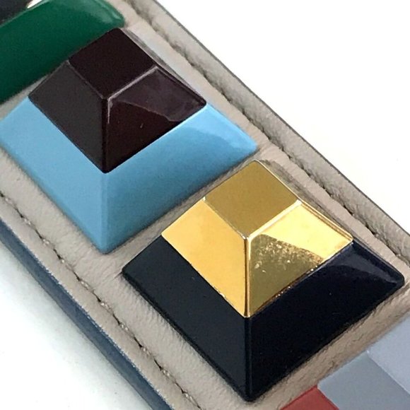 FENDI Strap you Studs Shoulder strap Leather Multicolore - Picture 13 of 16